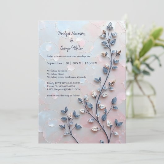 blush roze & pareltint botanische Branch bruiloft (Staand voorkant)