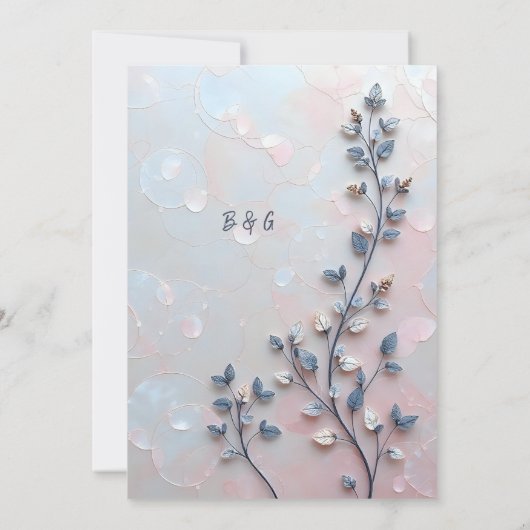 blush roze & pareltint botanische Branch bruiloft (Achterkant)