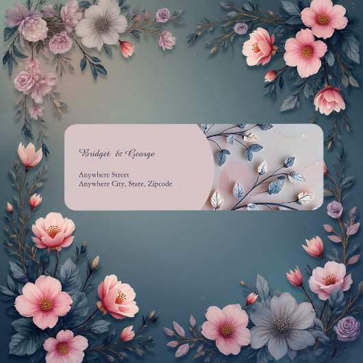 blush roze & pareltint botanische Branch bruiloft Etiket