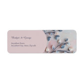 blush roze & pareltint botanische Branch bruiloft Etiket (Voorkant)