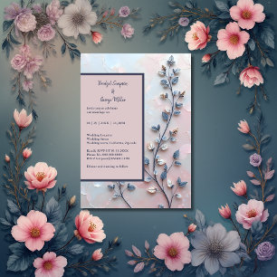 blush roze & pareltint botanische Branch bruiloft Kaart