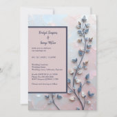 blush roze & pareltint botanische Branch bruiloft Kaart (Voorkant)
