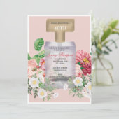 Blush roze parfum fles Bloemen Verjaardag Kaart (Staand voorkant)