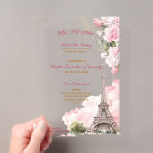 Blush Roze Paris Quinceañera Acryl Uitnodigingen (Insitu (Draagbaar))
