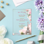 Blush Roze Paris Quinceañera Acryl Uitnodigingen (Insitu (Huwelijk))