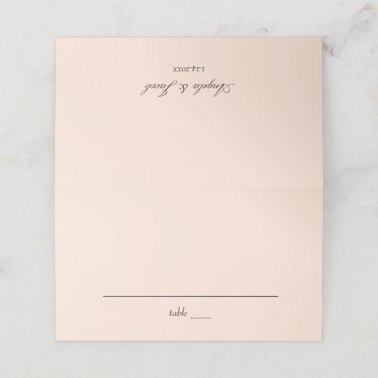 Blush roze pasta plaatskaartje (Buitenkant ongevouwen)