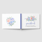 Blush Roze Pastel Blauw Bloemen Bruiloft Gastenboek (Volledig)