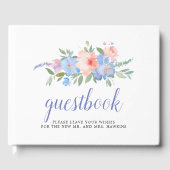 Blush Roze Pastel Blauw Bloemen Bruiloft Gastenboek (Voorkant)