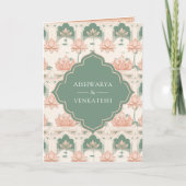 Blush Roze Pastelgroene Lotusvijver Indiase Bruilo (Voorkant)