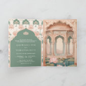 Blush Roze Pastelgroene Lotusvijver Indiase Bruilo (Binnen)