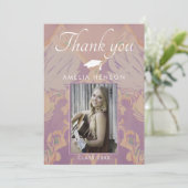 Blush Roze Patroon Afstuderen Foto Afstuderen Bedankkaart