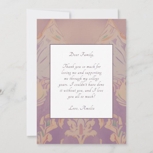 Blush Roze Patroon Afstuderen Foto Afstuderen Bedankkaart (Achterkant)