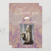 Blush Roze Patroon Afstuderen Foto Afstuderen Bedankkaart