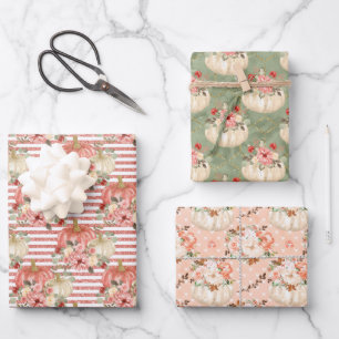 Blush Roze Peach Groene pompoen Gifts Favor Inpakpapier Vel