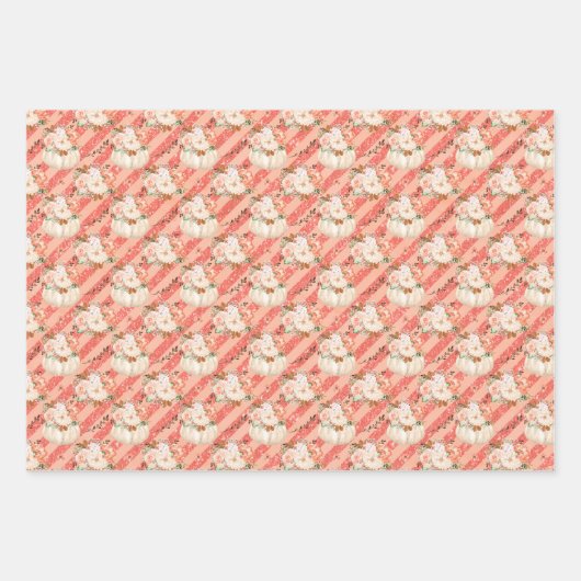 Blush Roze Peach Pumpkin Verjaardags Meisje Baby s Inpakpapier Vel (Voorkant 2)