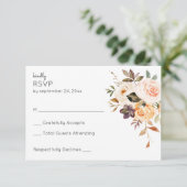 Blush Roze & Peach Rustieke Bloemen Geen Maaltijd  RSVP Kaartje (Staand voorkant)