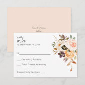 Blush Roze & Peach Rustieke Bloemen Geen Maaltijd RSVP Kaartje (Voorkant / Achterkant)
