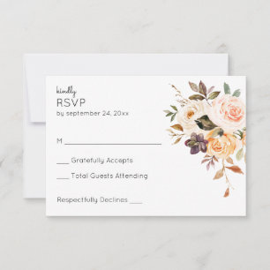 Blush Roze & Peach Rustieke Bloemen Geen Maaltijd  RSVP Kaartje