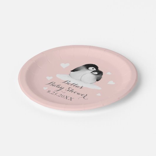 Blush Roze Penguin Papier Bord (Gekanteld)