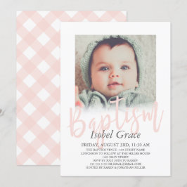 Blush Roze penseel Script Photo Baptisme Kaart