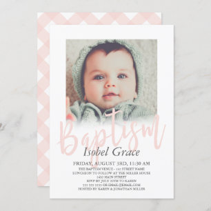 Blush Roze penseel Script Photo Baptisme Kaart