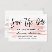 Blush Roze penseel script Quinceanera Save The Date (Voorkant / Achterkant)