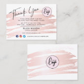 Blush roze penseelstreek zakelijke volgorde bedank visitekaartje (Voorkant / Achterkant)