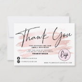 Blush roze penseelstreek zakelijke volgorde bedankkaart (Voorkant)