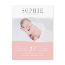 Blush roze perfectie foto geboorte aankondiging