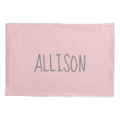 Blush roze persoonlijke naam Kinder Kussensloop (Achterkant)