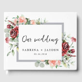 Blush roze perzik en koraal bloemenbruiloft gastenboek (Voorkant)