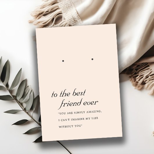 BLUSH ROZE PERZIK VRIEND OORBEL DISPLAY KAART PLAATSKAARTJE