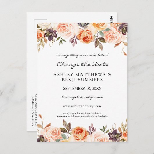 Blush Roze & Perzikflesje Verander het Briefkaart (Voorkant / Achterkant)