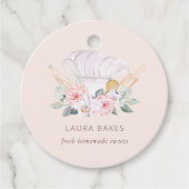 Blush Roze Pet Catering Floral Roller Whisk Bedankjes Labels (Voorkant)