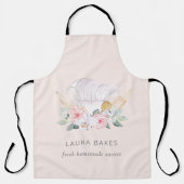 Blush Roze Pet Catering Floral Roller Whisk Schort (Voorkant)
