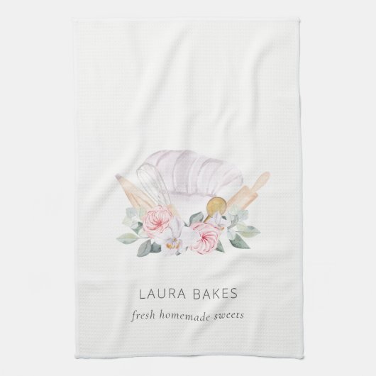 Blush Roze Pet Catering Floral Roller Whisk Theedoek (Verticaal)