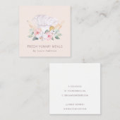 Blush Roze Pet Catering Floral Roller Whisk Vierkante Visitekaartje (Voorkant / Achterkant)
