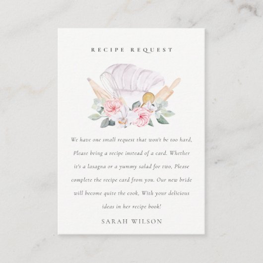 Blush roze Pet Floral Recipe Request Bride Informatiekaartje (Voorkant)