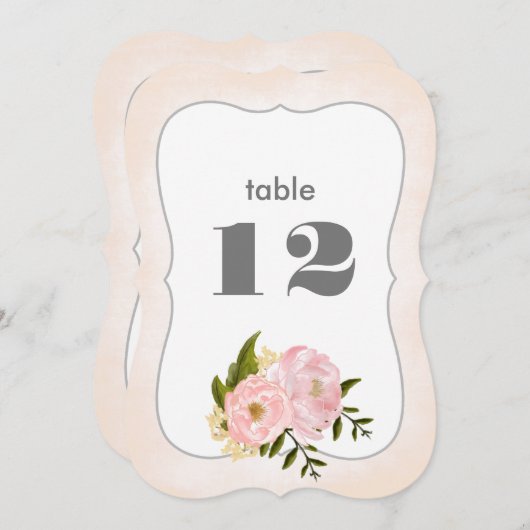 Blush roze pinda's Wedingstabel Aantal Kaarten (Voorkant / Achterkant)