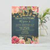 Blush roze pink marinegouden snaarlampen zoet 16 kaart (Staand voorkant)