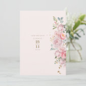 Blush Roze Pioen Bloemen Bruiloft Kaart (Staand voorkant)