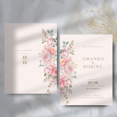 Blush Roze Pioen Bloemen Bruiloft Kaart