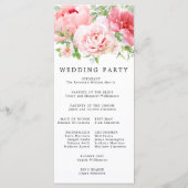 Blush Roze Pioen Bloemen DIY Bruiloft Programmakaart (Achterkant)