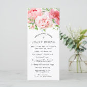 Blush Roze Pioen Bloemen DIY Bruiloft Programmakaart (Staand voorkant)