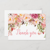 Blush roze pioen bloemenbruiloft dank u kaart (Voorkant / Achterkant)