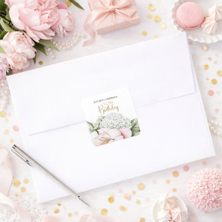 Blush Roze Pioen Bloemige 25e Verjaardag Vierkante Sticker