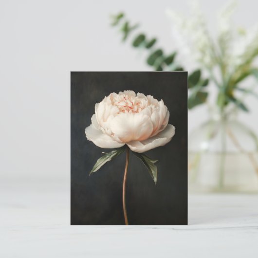 Blush roze pioen botanische schilderij briefkaart (Staand voorkant)