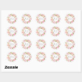 Blush roze pioen krans bruiloft ronde sticker (Vel)
