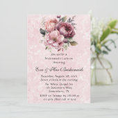 Blush Roze Pioen Marmer Bruidsmeisjes Luncheon Kaart (Staand voorkant)