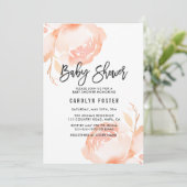 Blush roze pioen meisje Baby shower uitnodiging (Staand voorkant)